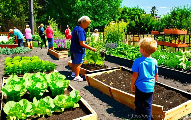 도시 식량 정의 활동의 지속적인 평가 및 개선 - **Vibrant Urban Community Garden Harvest**
A bustling and joyful urban community garden scene on...