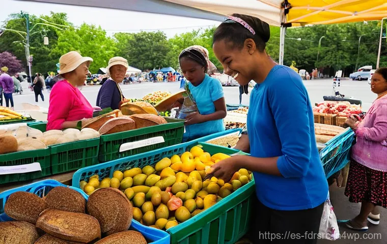 도시 식량 정의 활동의 지속적인 평가 및 개선 - **Vibrant Urban Community Garden Harvest**
    A bustling and joyful urban community garden scene on...