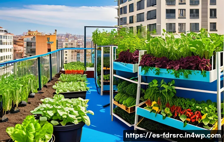 도시 식량 정의 활동을 위한 예산 편성 방법 - A vibrant urban rooftop garden in a Spanish-speaking Latin American city, featuring multi-level vert...