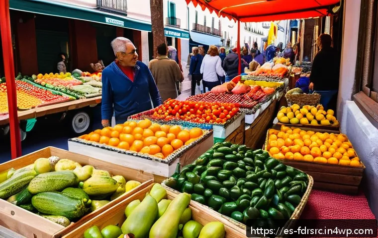 도시 식량 정의와 세대 간의 연관성 - A vibrant local farmers market in Madrid’s Mercado de San Miguel, bustling with diverse vendors disp...